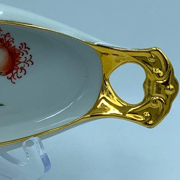 Hand Painted Gold Handled Oval Dish - Picture 7 of 12